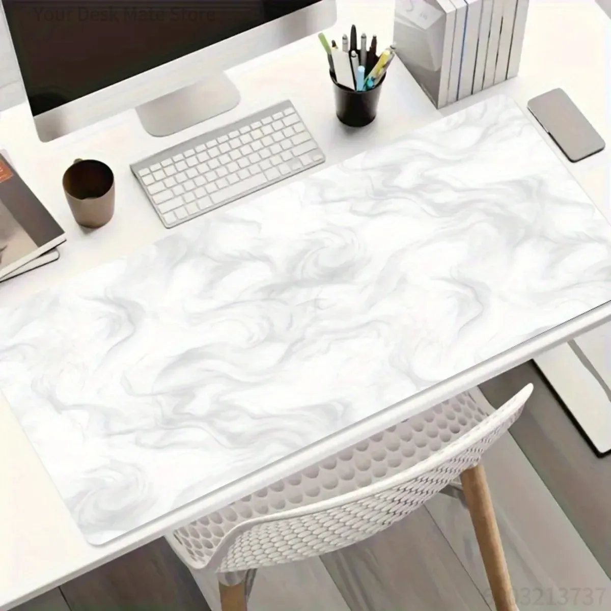 Desk Setup Laptop And Pc - Mouse Pad de Borracha Moderno de