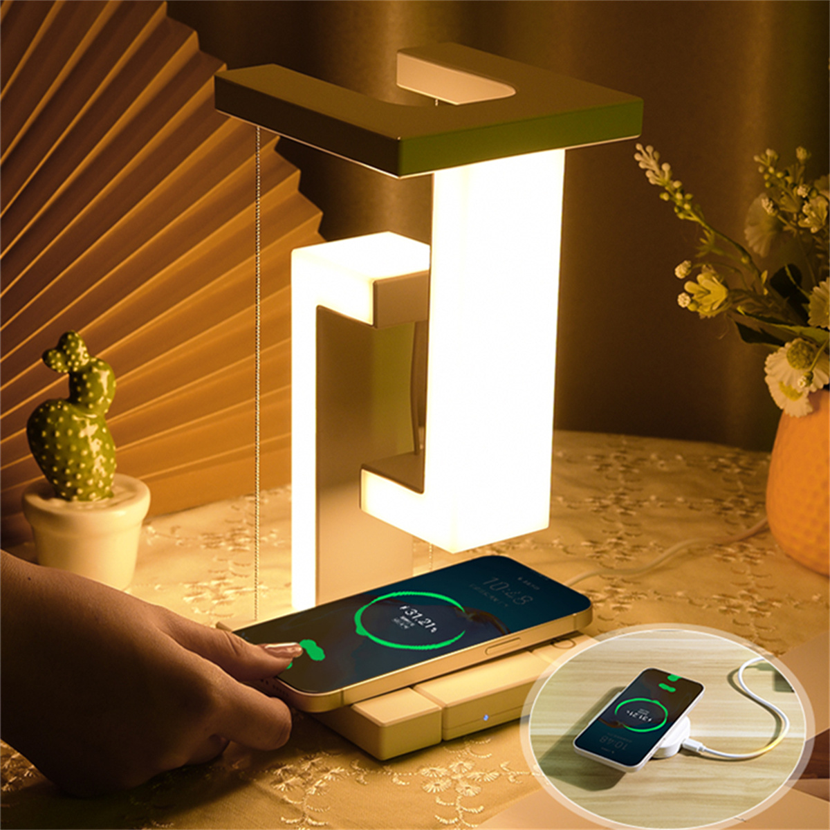 Led Desk Light Usb - Luminária de Mesa Flutuante com Carregador