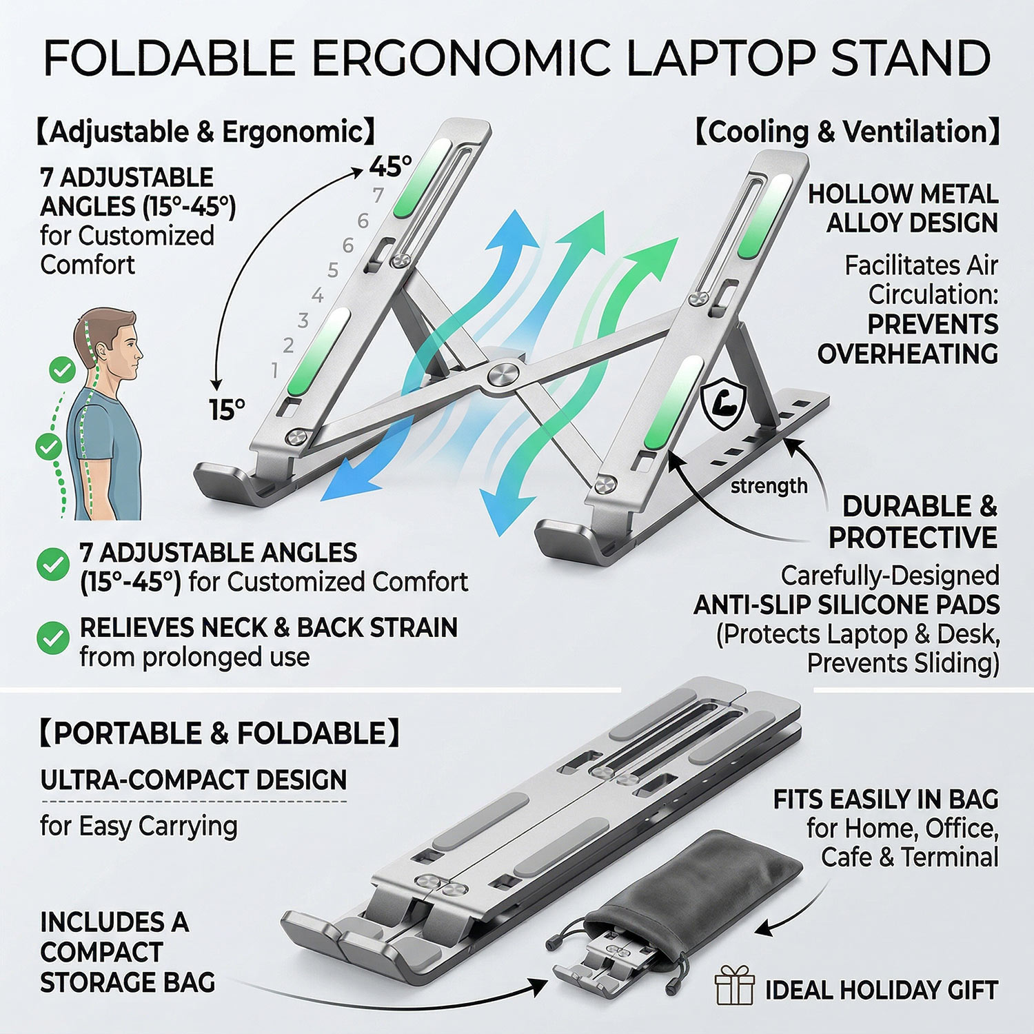 Desk Setup Macbook - Suporte de Metal Portátil e Dobrável
