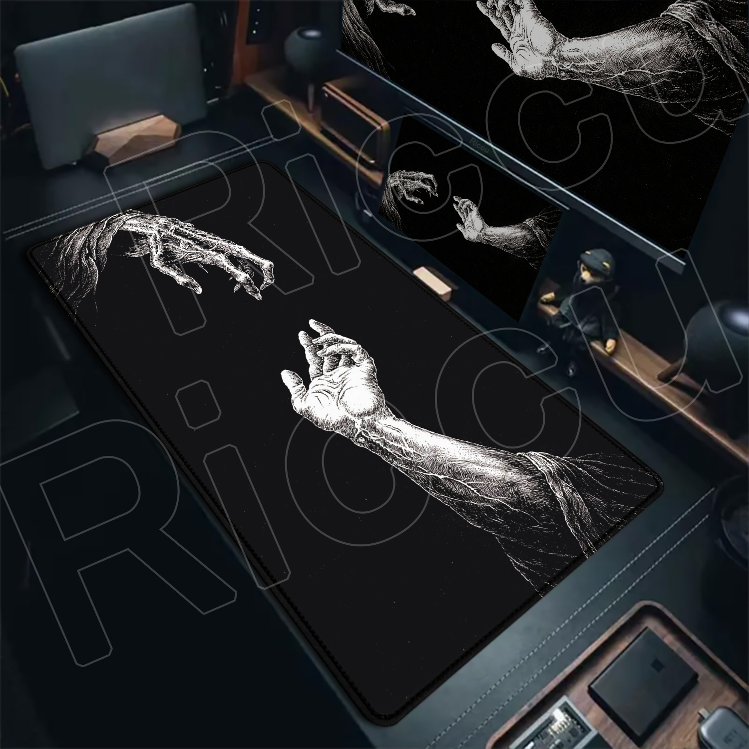 Mouse Pad Grande HD Preto e Br - Desk Setup Laptop And Pc avaliação e preço
