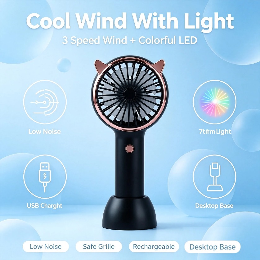 Ventilador Portátil com Luz LE - Led Desk Light Usb avaliação e preço